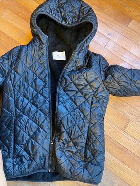 TNA Black Quilted Hooded Puffer Jacket